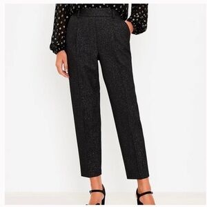 LOFT Black Shimmer Dress Pants Elastic Band with pockets. Size XL . New